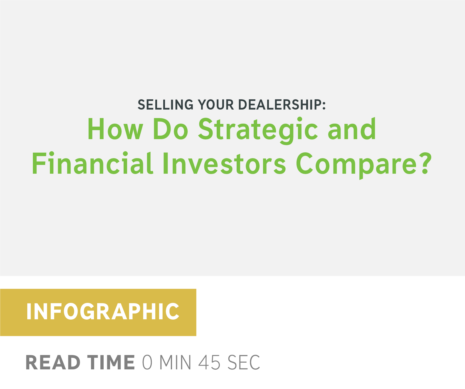 How Do Strategic and Financial Investors Compare?